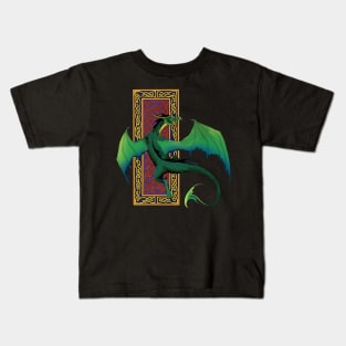 Celtic Knot Work Green Dragon Kids T-Shirt